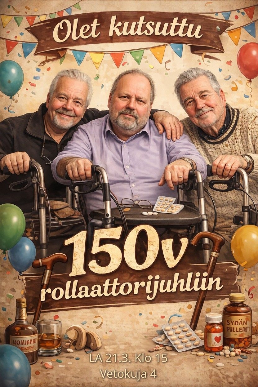 Kutsu 150v rollaattorijuhliin